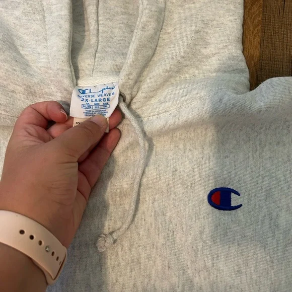 Champion Men's Light Gray Hoodie - Picture 2 of 4